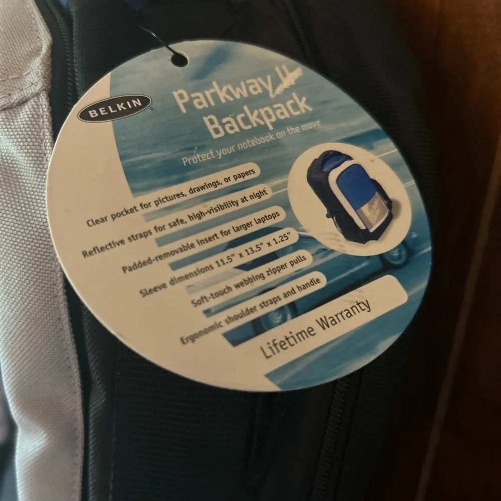 Belkin Black and Blue Backpack with Gray Highlights